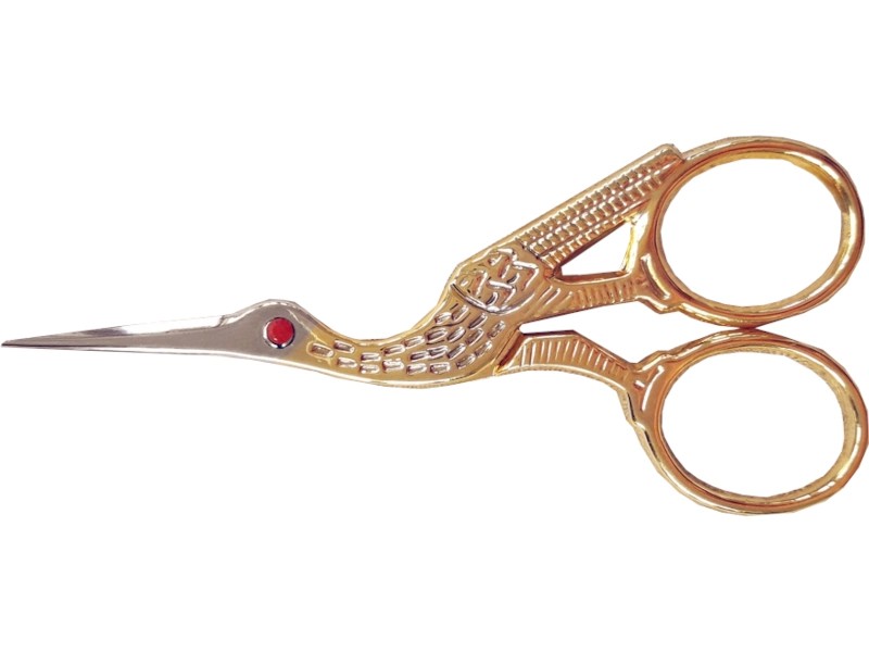 Gold-plated "CRANE" scissors for embroidery and sewing