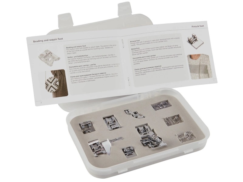 Oryginalny zestaw 9 stopek do dekoracyjnego szycia na maszynach Bernette B77 i B79