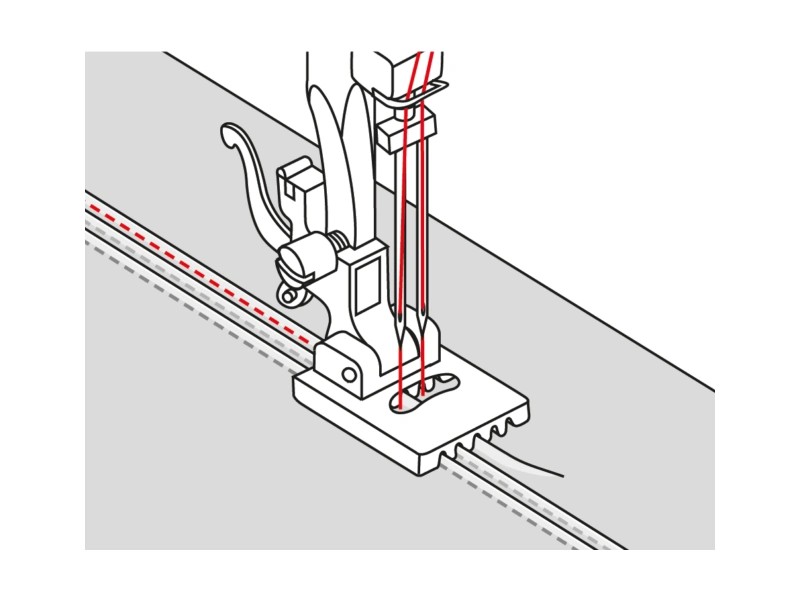 Foot for sewing pleats, creating pleats and darts for Bernette sewing machines