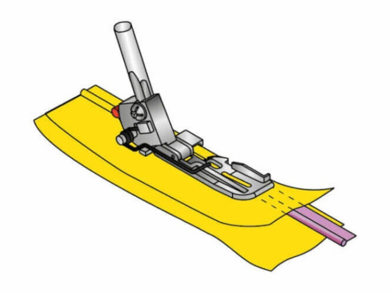 Foot for creating a bead on an overlocker Foot for creating a bead on an overlocker