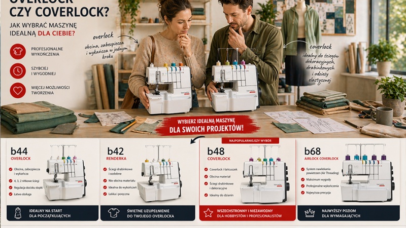 Renderka, owerlok czy coverlok: co kupić jako pierwsze, gdy szyjesz dzianiny?